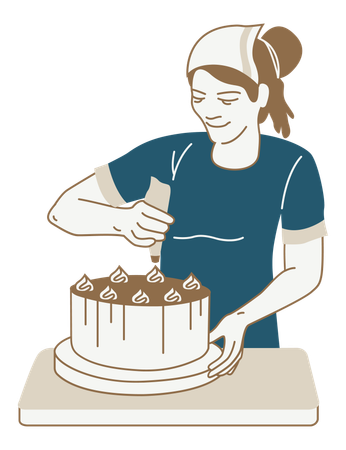 Girl making cake  Illustration