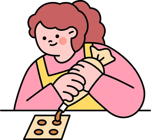 Girl making chocolate balls  Illustration