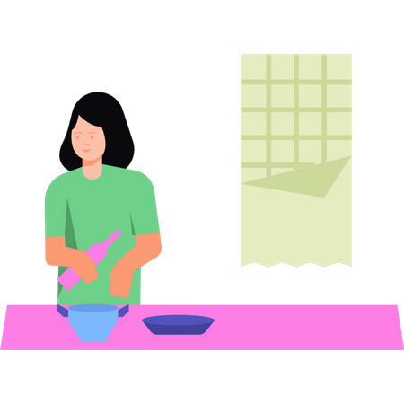 Girl making chocolate  Illustration