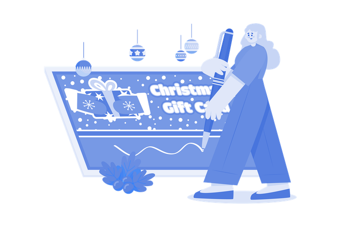 Girl Making Christmas Card  Illustration