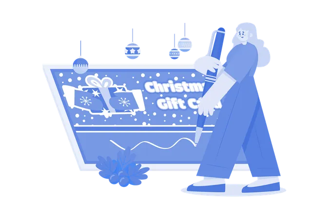 Girl Making Christmas Card  Illustration