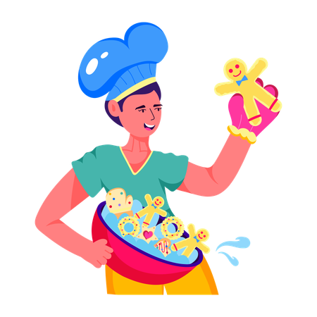 Girl making Christmas cookies  Illustration