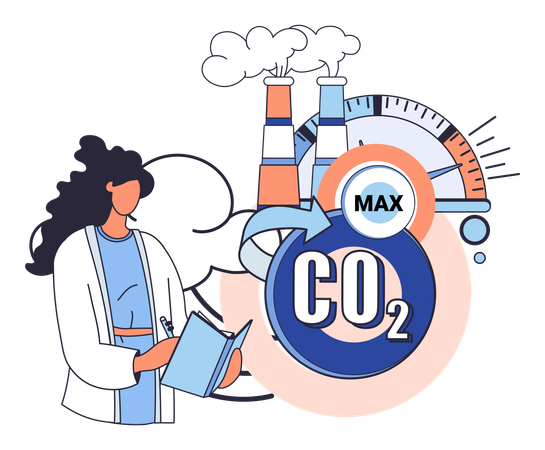 Girl making co2 report  Illustration