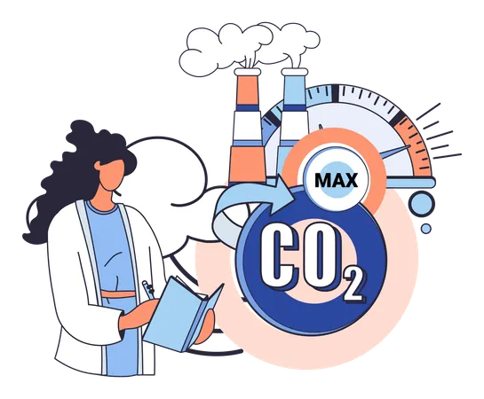Girl making co2 report  Illustration