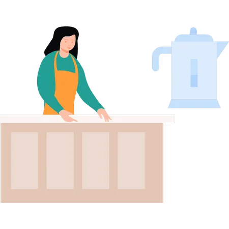 Girl making coffee  Illustration