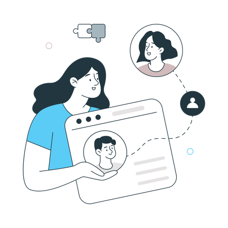 Girl Making Connection on website  Illustration