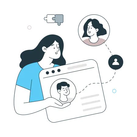 Girl Making Connection on website  Illustration