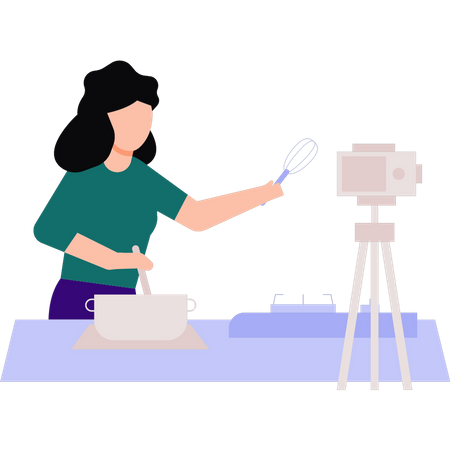 Girl making cooking blogging  Illustration
