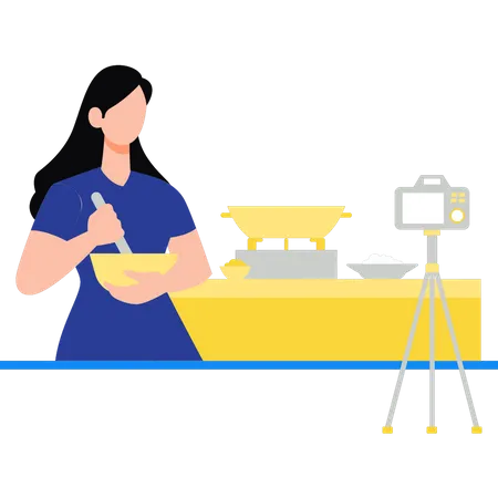 Girl making cooking video  Illustration