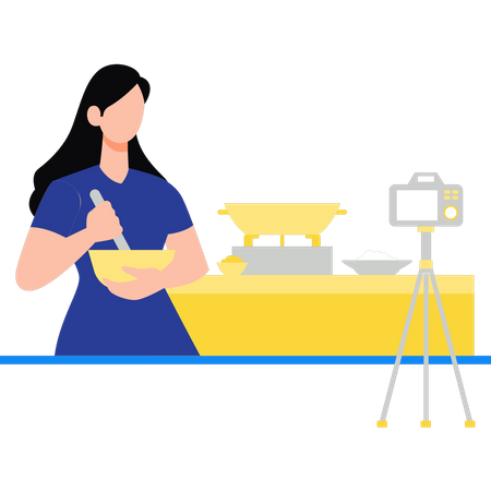 Girl making cooking video  Illustration