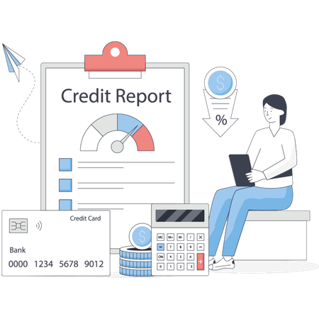 Girl making credit report  Illustration