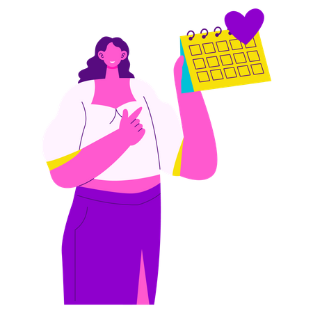 Girl making Dating plan  Illustration