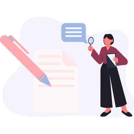 Girl  making document  Illustration