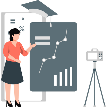 Girl making educational videos  Illustration