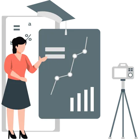 Girl making educational videos  Illustration