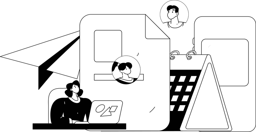 Girl making employee list  Illustration