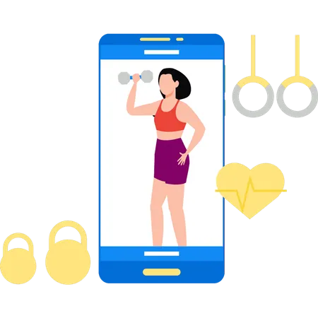 The Girl Is Making Exercise Videos Illustration