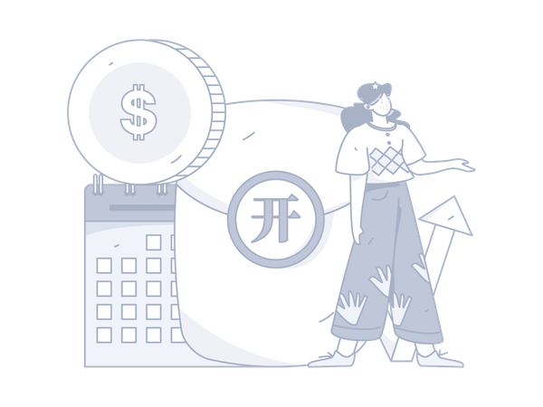 Girl making financial schedule  Illustration