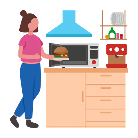 Girl making food hot  Illustration