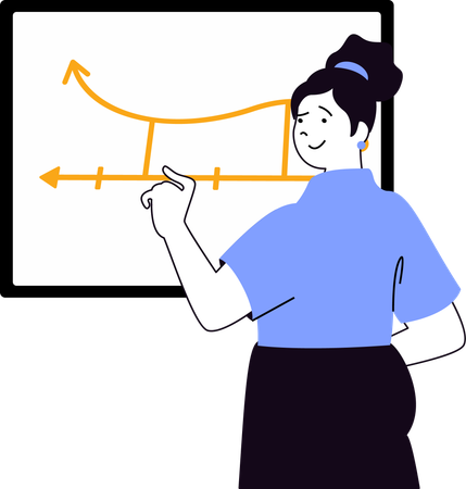 Girl making graph diagram  Illustration