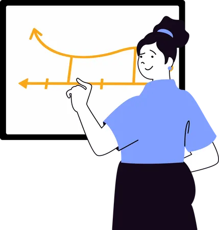 Girl making graph diagram  Illustration