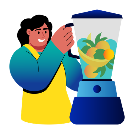 Girl making healthy smoothie  Illustration