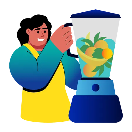 Girl making healthy smoothie  Illustration