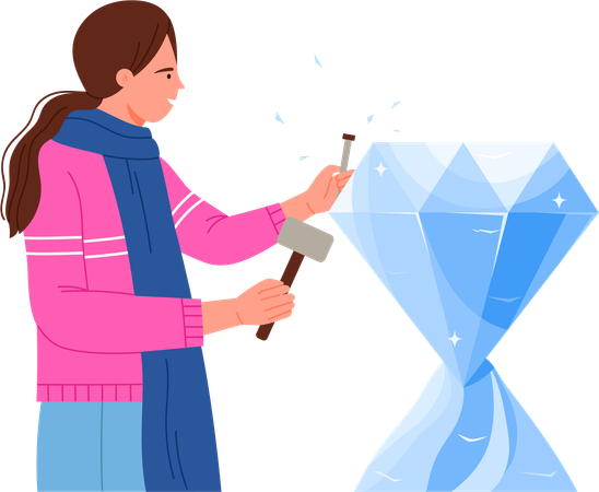 Girl making Ice Sculpture  Illustration