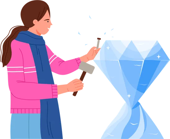 Girl making Ice Sculpture  Illustration