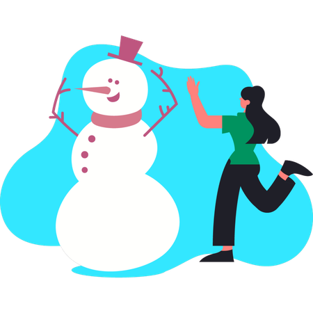 Girl making iceman in winter  Illustration