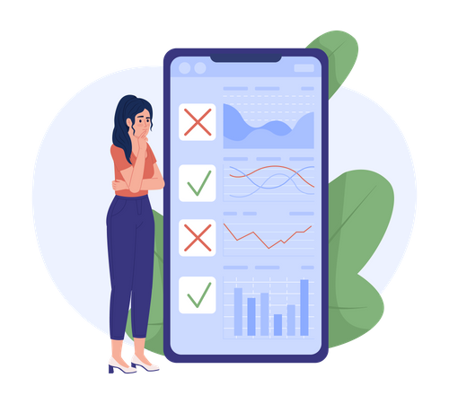 Girl Making investing list  Illustration