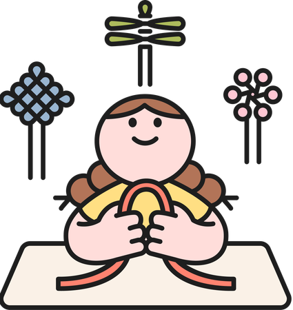 Girl making knot craft  Illustration