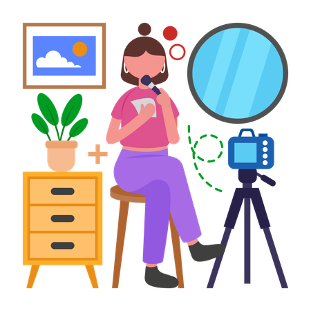 Girl making Makeup Tutorial  Illustration