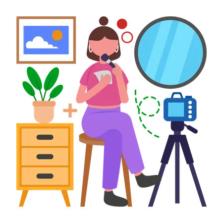 Girl making Makeup Tutorial  Illustration