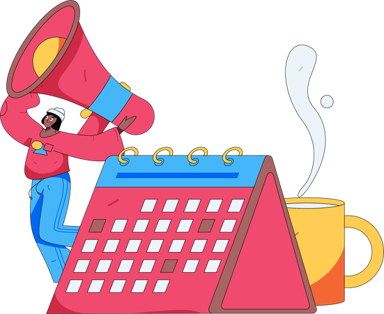 Girl making marketing schedule  Illustration