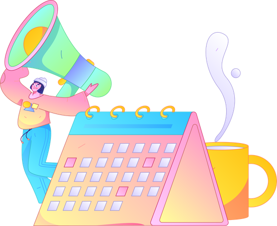 Girl making marketing schedule  Illustration