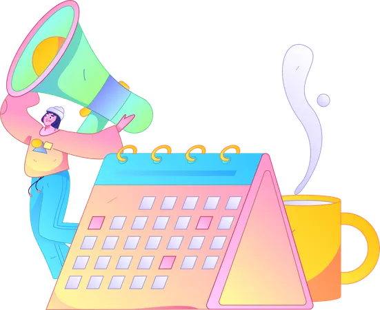 Girl making marketing schedule  Illustration