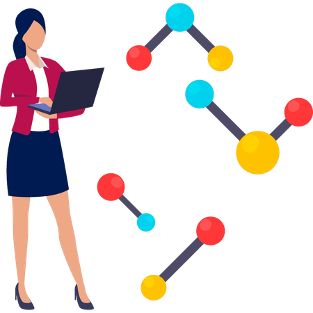 Girl making molecule atoms  Illustration