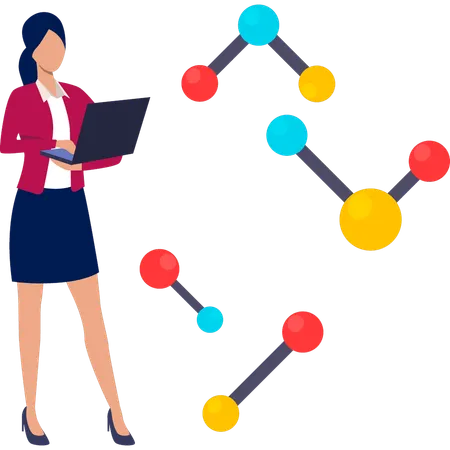 Girl making molecule atoms  Illustration