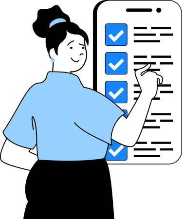 Girl making online checklist  Illustration