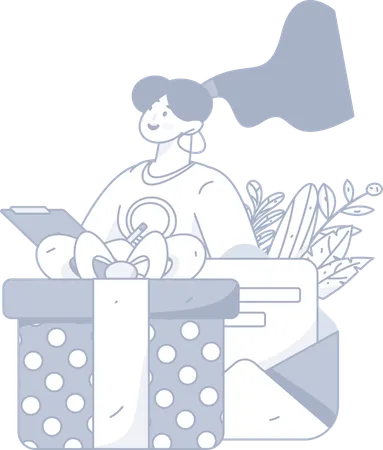 Girl making order list  Illustration