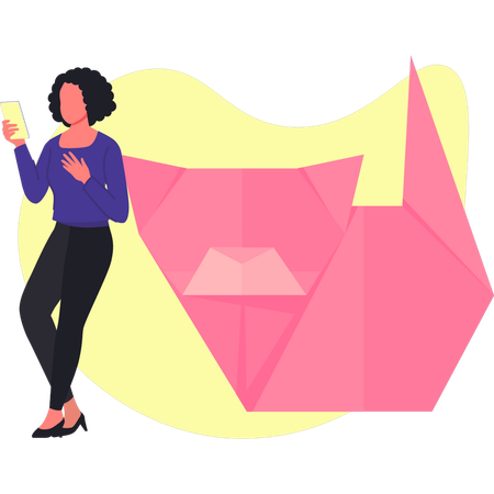 Girl making paper toy  Illustration