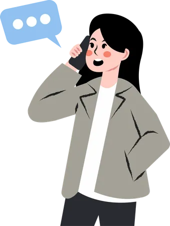 Girl making phone call  Illustration