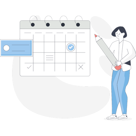 Girl making project schedule  Illustration