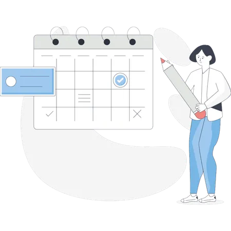 Girl making project schedule  Illustration