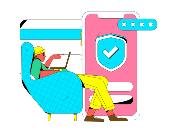 Girl making secured online transaction  Illustration