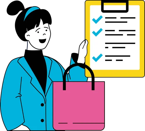 Girl making shopping list  Illustration