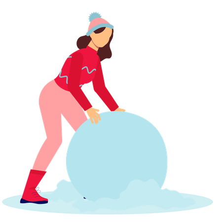 Girl making snowman  Illustration