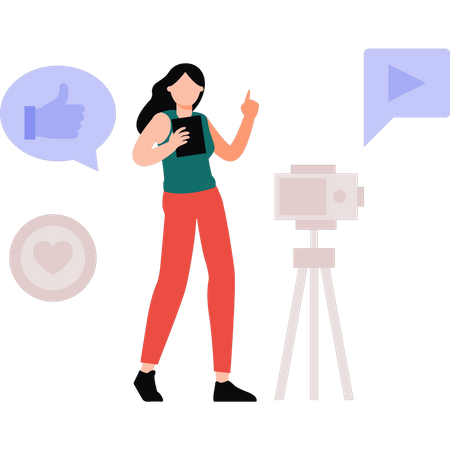 Girl making social video  Illustration