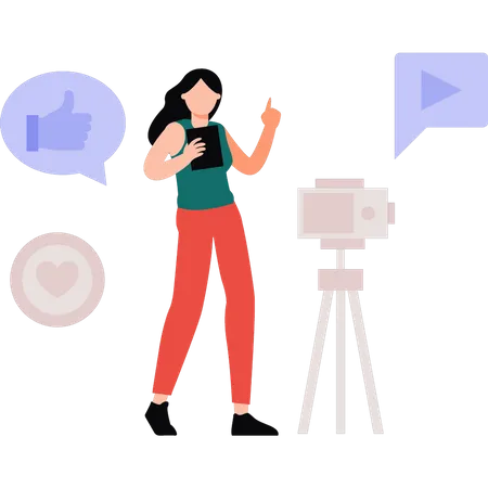 Girl making social video  Illustration